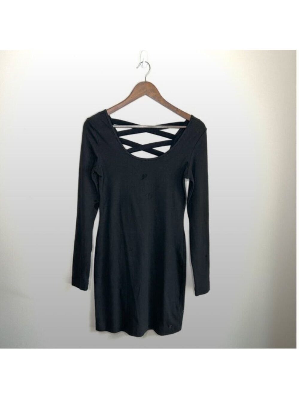 Gentle Fawn Black Crisscross Back Mini Dress Medium